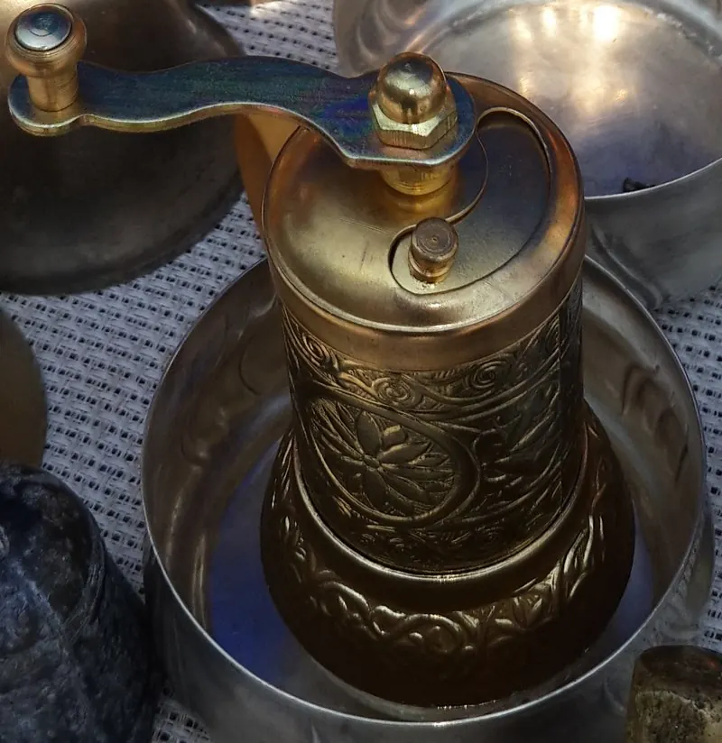 Brass coffee grinder